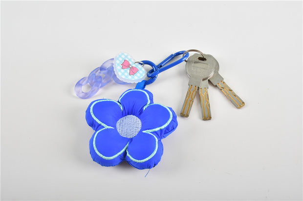 Fabric Flower Keychain blue