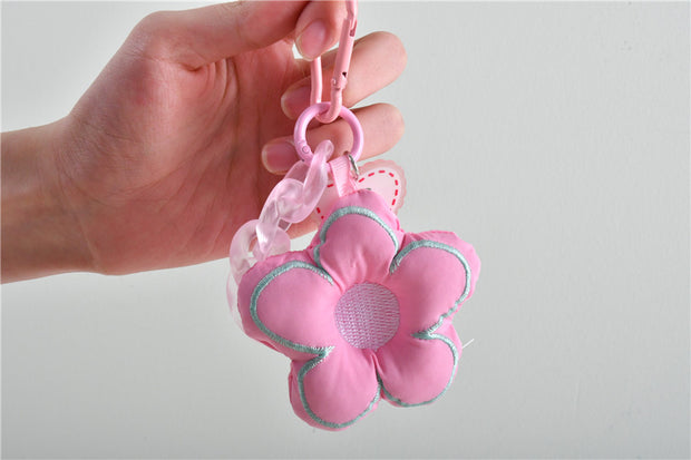 Fabric Flower Keychain pink