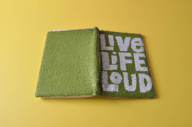 Live Life Loud Sequin Notebook