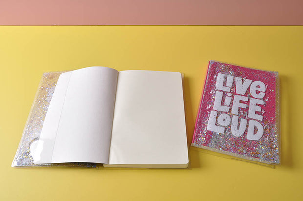 Live Life Loud Printed Liquid Notebook