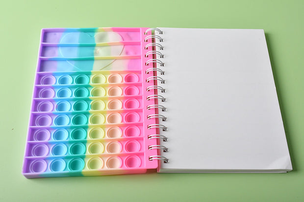 Rainbow Silicone Pop it Spiral Notebook