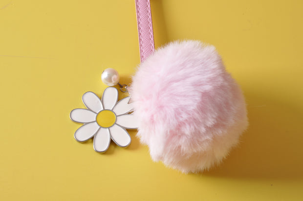 gifts-master | Metal Daisy Pom Pom Keychain Bag Charm Pendant on sale