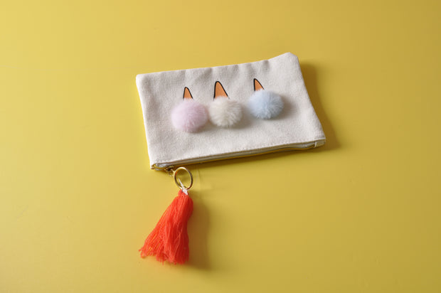 gifts-master | Ice Cream Cotton Pen Pouch Earphone Holder with Pom Pom in sale