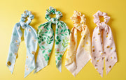 Spring & Bees Satin Scrunchies with Ribbon