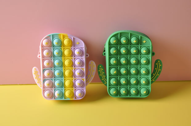 gifts-master | Cactus Silicone Bubble Pop it Fidget Toy Mini Shoulder Bag