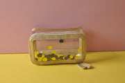 Clear Glitter Cosmetic Pouch Makeup Bag with Golden Sequin