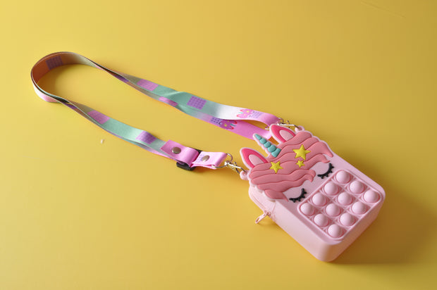 gifts-master | Tie Dye Unicorn Silicone Pop It Fidget Toy Purse Shoulder Bag on sale