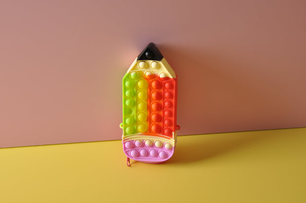 Pencil Silicone Fidget Toy Pop It Shoulder Bag with Massage Brush