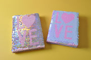 gifts-master | LOVE Reversible luminous Sequin Notebook A5 high quality