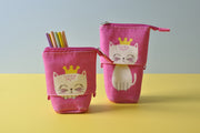 gifts-master | Crown Cat Queen Canvas Cotton Standing stretchedable Pop Up Cosmetic Pouch Pencil Case shop now
