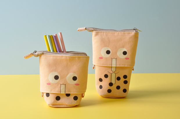 gifts-master | Bubble Tea Canvas Cotton Stand up stretchedable Pop Up Cosmetic Pouch Pencil Case best price