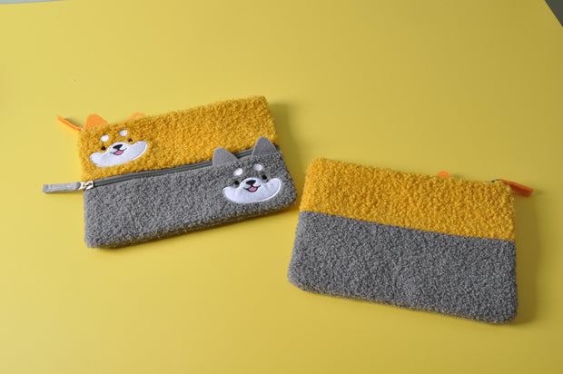 gifts-master | Furry Shiba Double Zip Pouch Multi-functional Organizer Bag Cute Pencil Case in sale