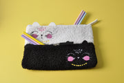 gifts-master | Fuzzy Cat Double Zip Pouch Multi-functional Organizer Bag Cute Pencil Case on sale