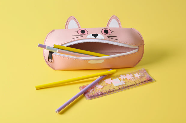 Big Mouth Pink Cat Pen Pouch Flat Pencil Case