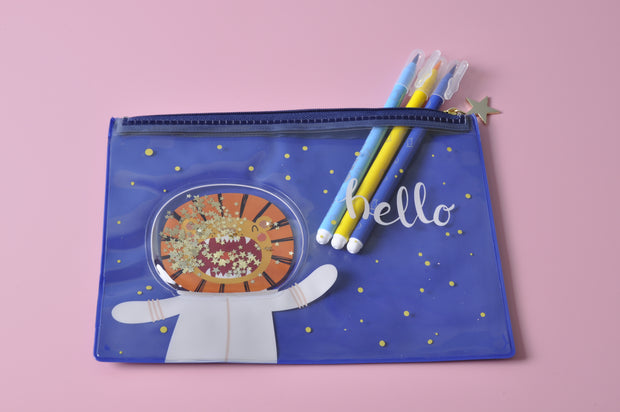  gifts-master | Space Tiger PVC Pencil Case/Cosmetic Pouch with Liquid and Glitter high quality