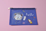 Space Cat PVC Pencil Case/Cosmetic Pouch with Liquid and Glitter