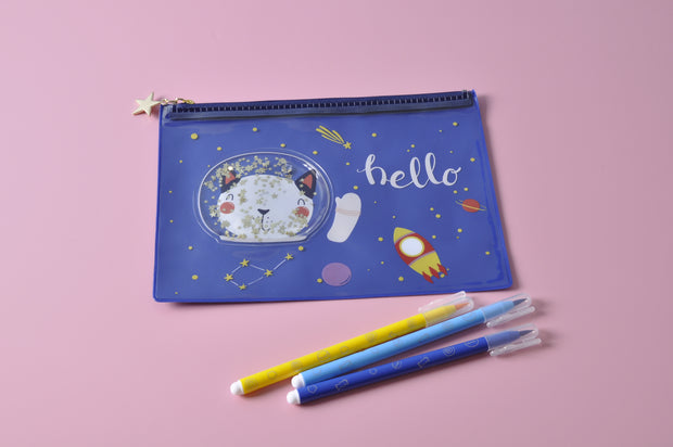  gifts-master | Space Cat PVC Pencil Case/Cosmetic Pouch with Liquid and Glitter price