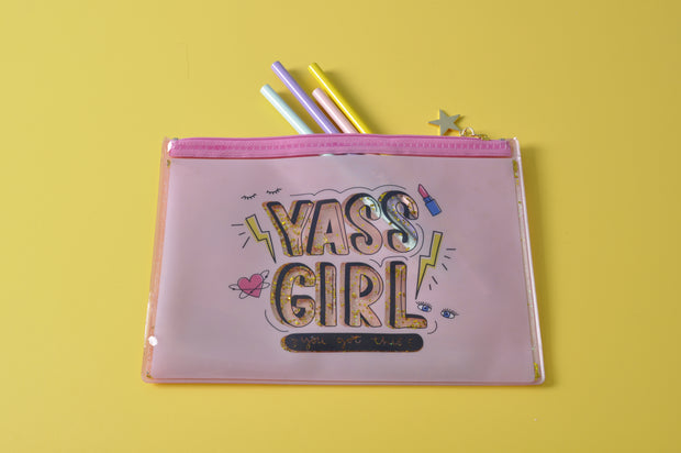 gifts-master | Yass Girl PVC Pencil Case/Cosmetic Pouch with Liquid and Glitter price