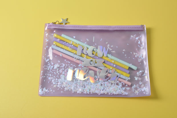 gifts-master | "Now or Never" Liquid and Glitter Pen Pouch/Cosmetic Pouch parts