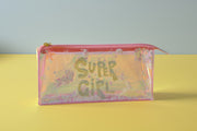 "Super Girl" Irridescent Standing Pencil Case with Glitter