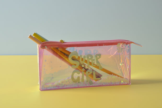 gifts-master | "Super Girl" Irridescent Standing Pencil Case with Glitter online shop