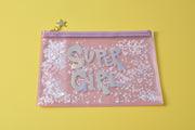 gifts-master | "Super Girl" Liquid and Glitter Pen Pouch/Cosmetic Pouch china