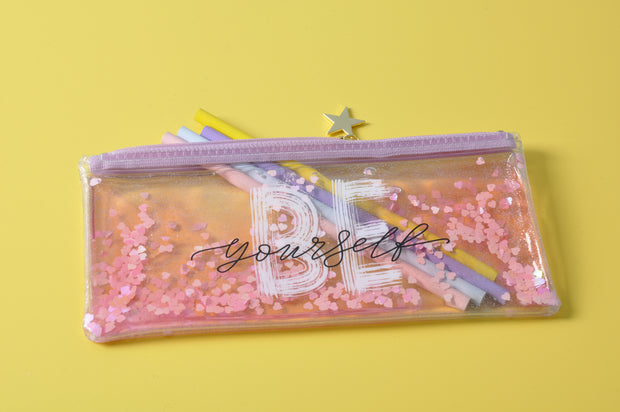 gifts-master | "Be Yourself" Liquid and Glitter Pencil Case on sale