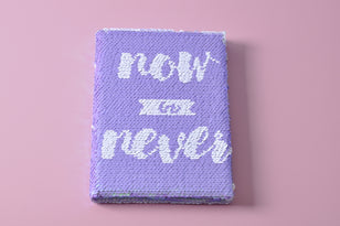 gifts-master | "Now or Never" Reversible Sequin Notebook/Journal