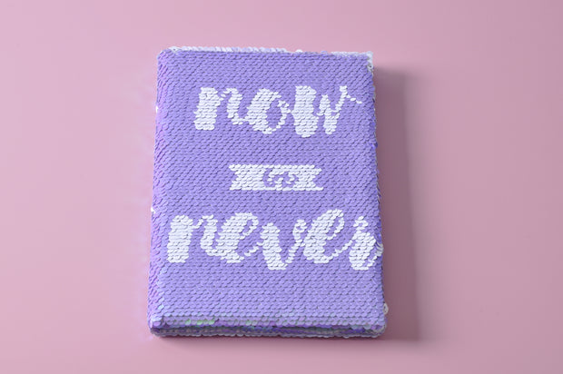 gifts-master | "Now or Never" Reversible Sequin Notebook/Journal