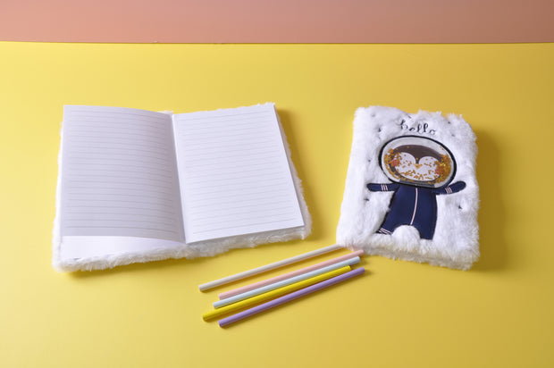gifts-master | "Hello Space Penguin" Plush Furry Notebook/Diary/Journal on sale