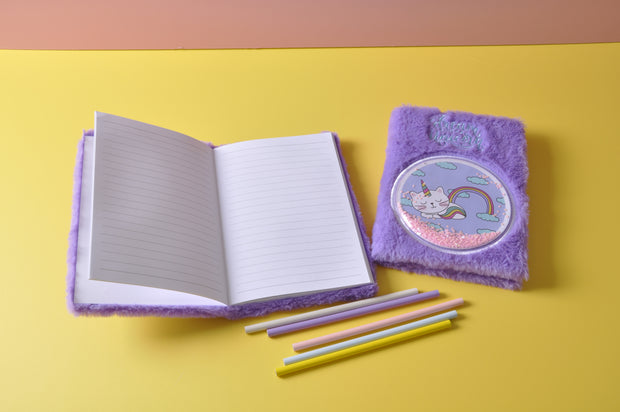  gifts-master | Purple Unicorn Plush Furry Notebook/Diary/Journal parts