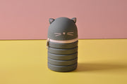 Stand Up Gray Cat Telescopic Silicone Pen Holder Pencil Case