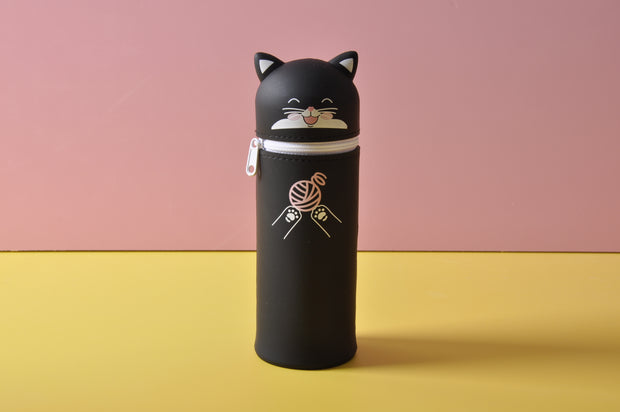 Silicone Stand Up Black Cat Pencil Case