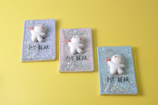 gifts-master | "My Bear" Liquid Glitter Notebook/Journal with Squishy Bear