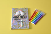 "Dreams Loading" Liquid Glitter Notebook/Journal with Squishy Rainbow