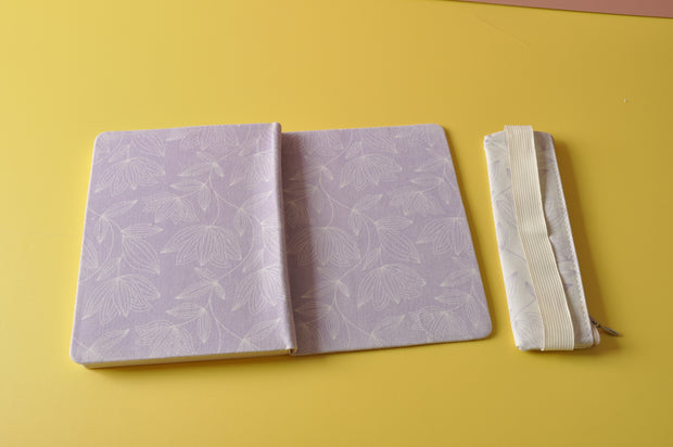  gifts-master | Purple Lotus Leaf Canvas Notebook and Pen Pouch Set on sale