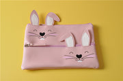 Easter Bunny Double Zip Pouch Multi-functional Organizer Bag Cute Pencil Case