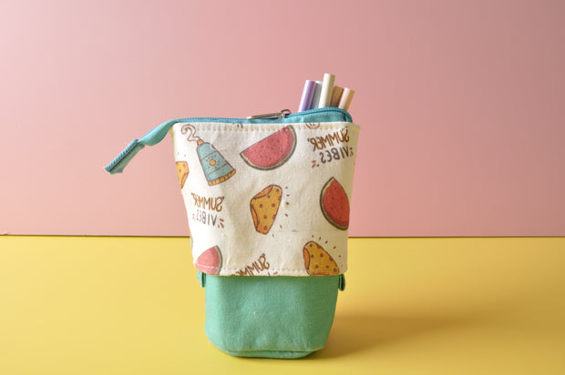 gifts-master | Summer Fruits Canvas Cotton Telescopic Standing Pop Up Pen Holder Pencil Case parts