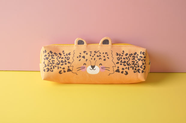 gifts-master | Eco-Friendly Canvas Cotton Leopard Pen Pouch Big Capacity Pencil Case best price