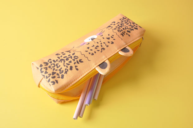 gifts-master | Eco-Friendly Canvas Cotton Leopard Pen Pouch Big Capacity Pencil Case price
